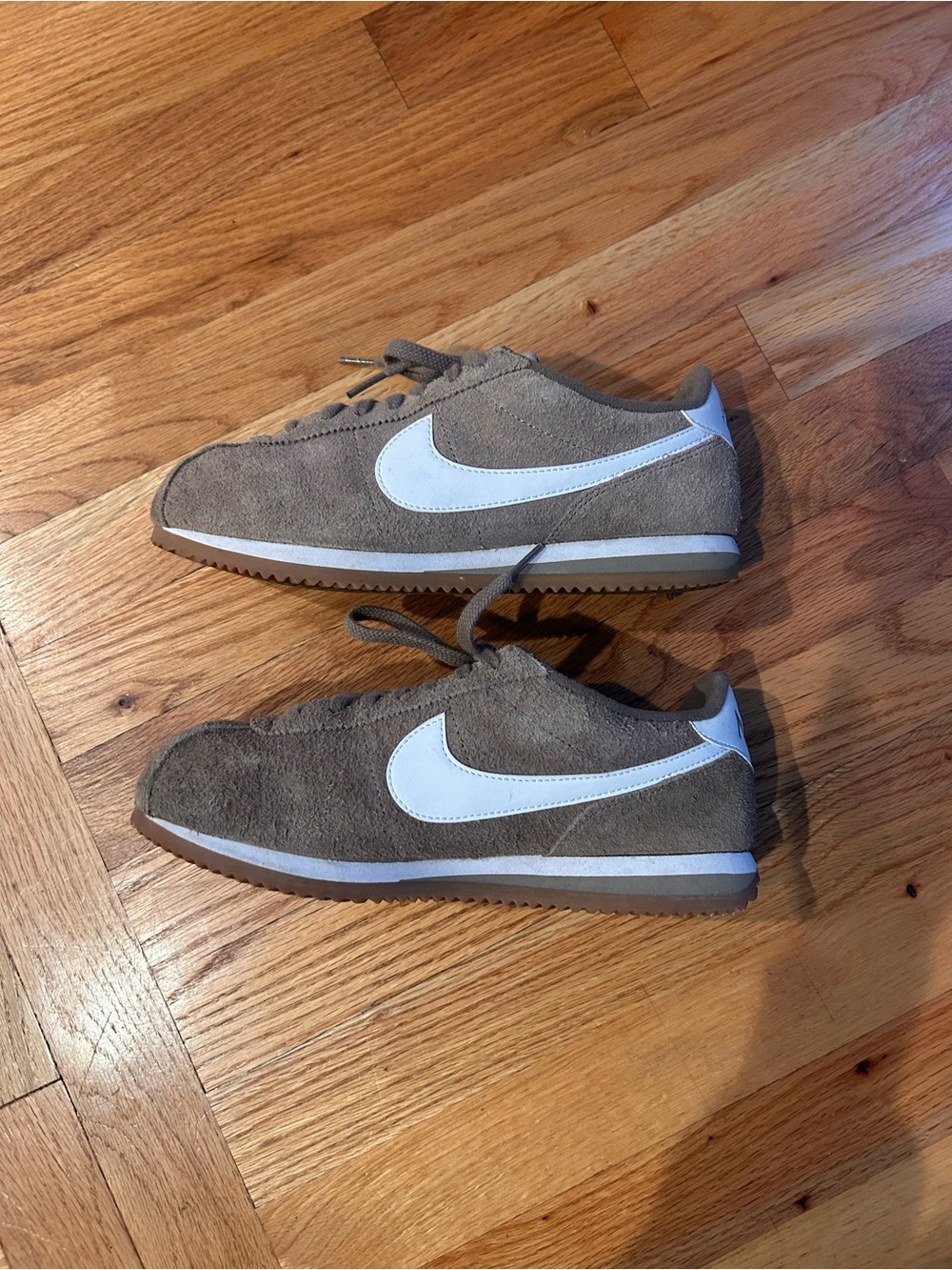Nike Kids Brown Suede Sneakers with White Swoosh Accent